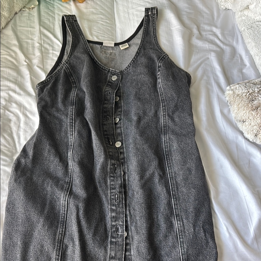 Black Denim Button-Down Dress